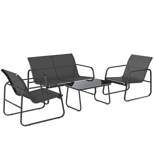 Muebles De Jardín Outsunny Acero, Textilene Gris Oscuro Y Negro 112x73x74 Cm_0