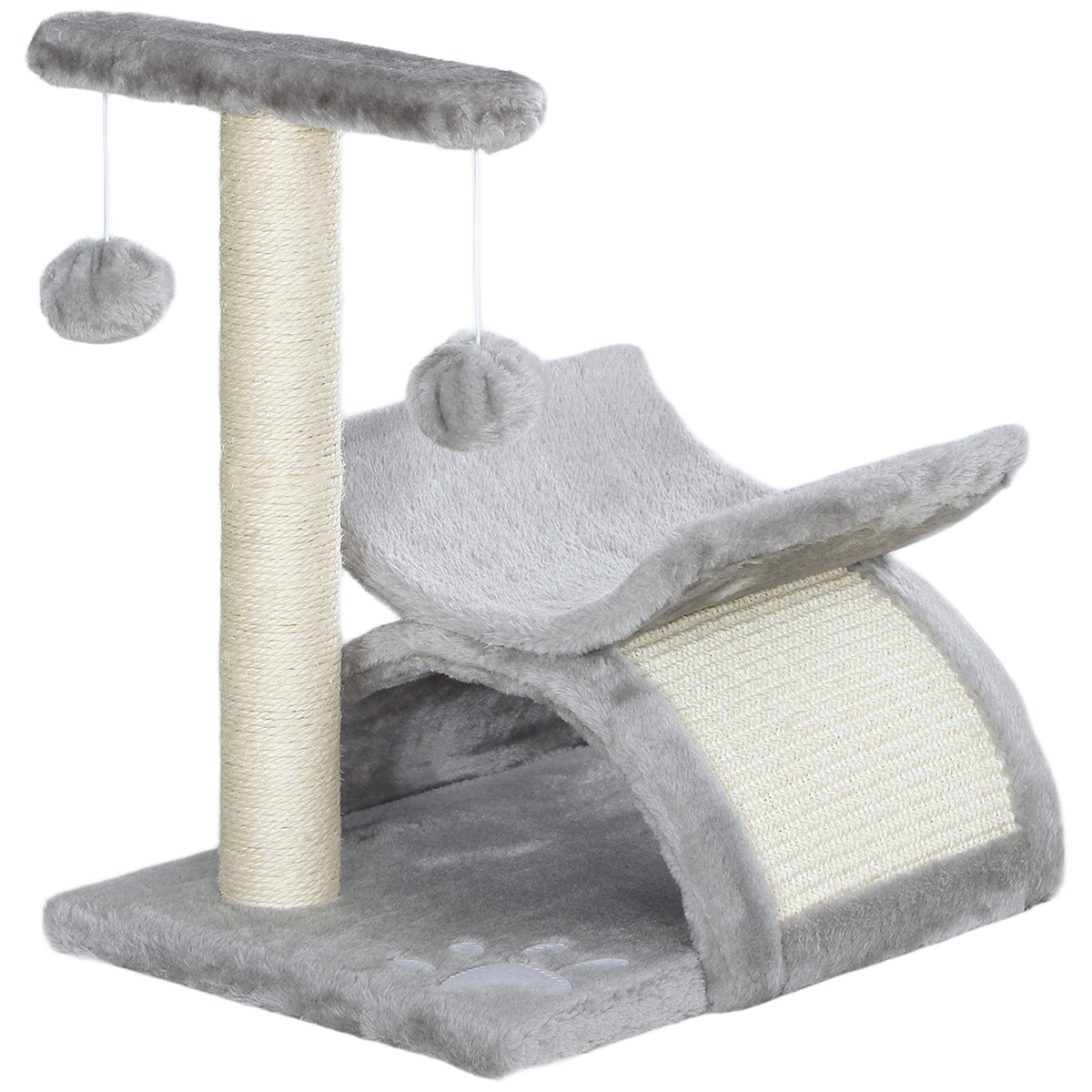 Pawhut Árbol Rascador Para Gatos Pequeños 43 Cm Con Poste Giratorio Con Bolas_1