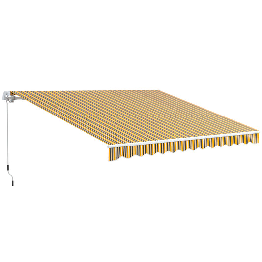 Toldo Manual Retráctil Outsunny Poliéster Gris Y Amarillo 350x250 Cm_0