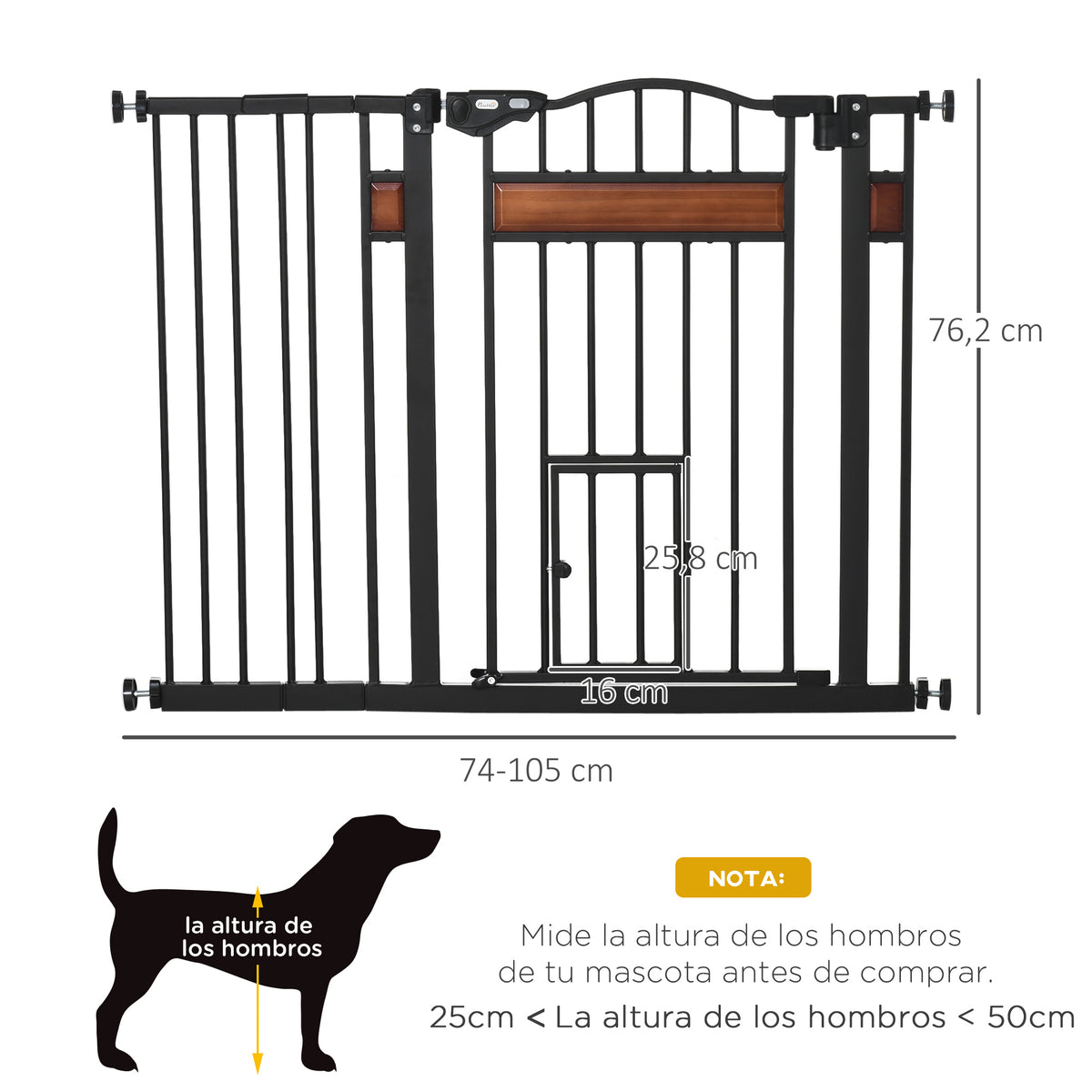 Pawhut Barrera De Seguridad Extensible Para Puertas Y Escaleras 93x76,2 Cm Negro_2