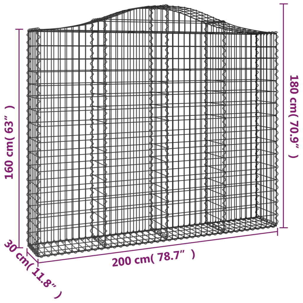 Cestas Gaviones 3 Uds Forma De Arco Hierro 200x30x160/180 Cm_5