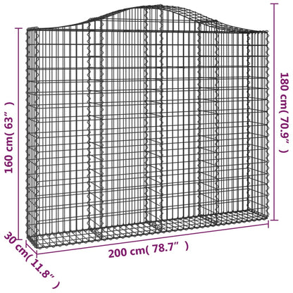 Cestas Gaviones 3 Uds Forma De Arco Hierro 200x30x160/180 Cm_5