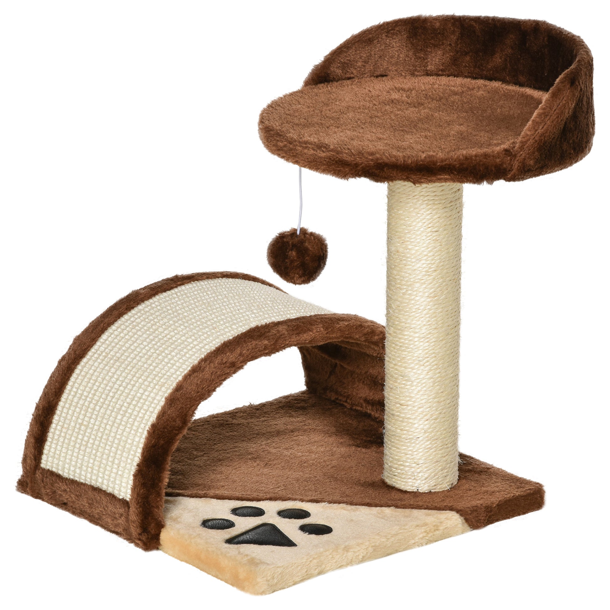 Pawhut Árbol Rascador Para Gatos 2 Niveles Con Poste Tablero Para Rascar Marrón_0