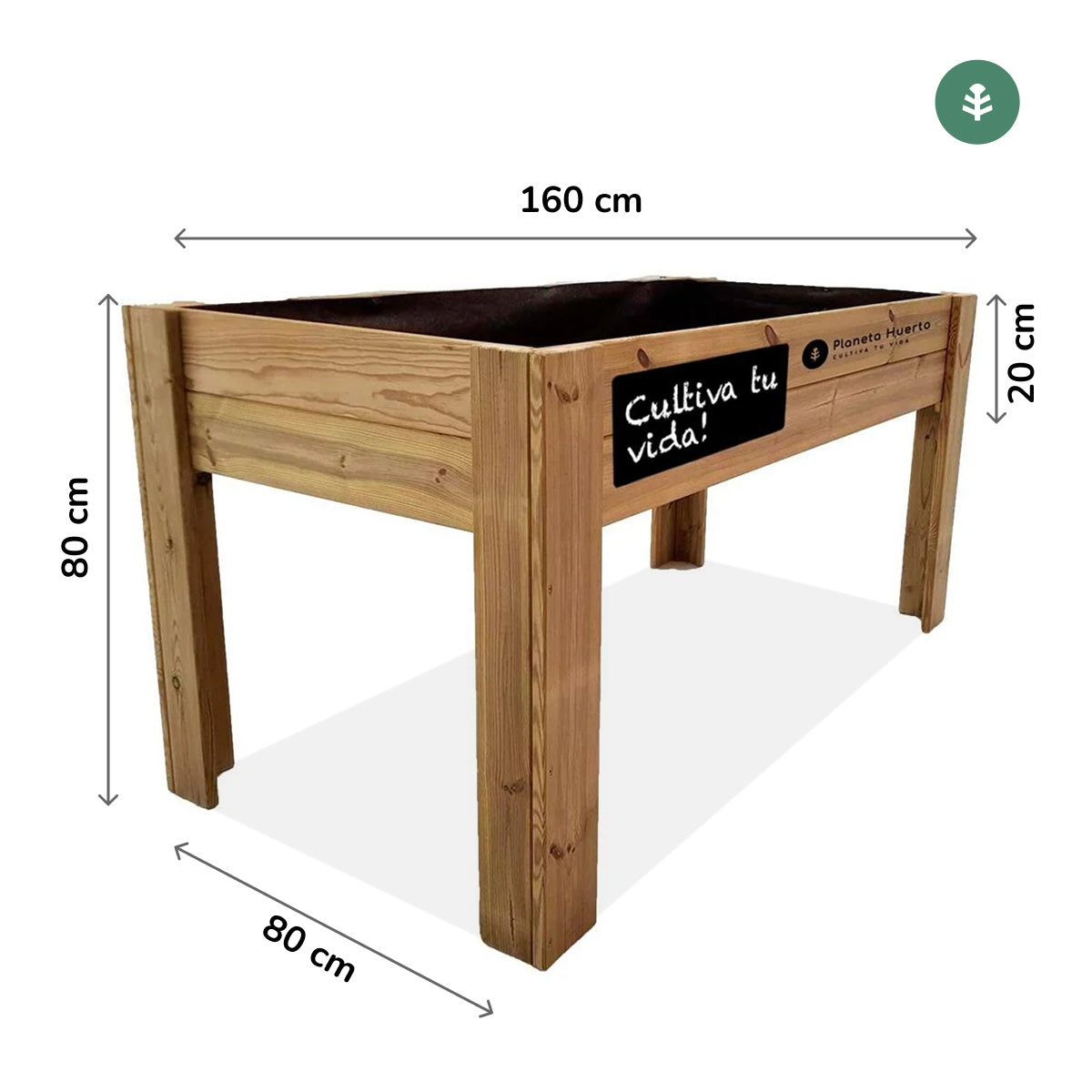 Mesa de Cultivo Huerto (160x80x80cm) Planeta Huerto 220L