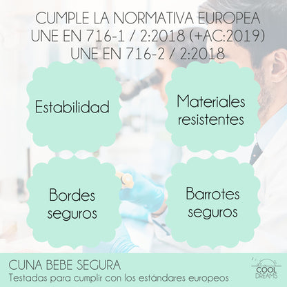 Cuna Convertible Nuru Con Kit Colecho Para Unir A La Cama Y Barandillas Blancas. Conforme A Normativa Europea_5