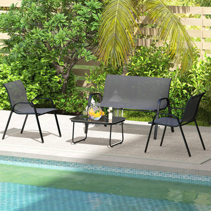 Outsunny Conjunto De Jardín Exterior De 4 Piezas Negro_1