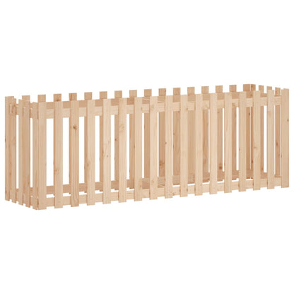 Arriate Elevado Jardín Con Valla Madera Maciza Pino 200x50x70cm_0