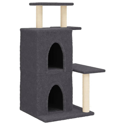 Rascador Para Gatos Con Postes De Sisal Gris Oscuro 97 Cm_0