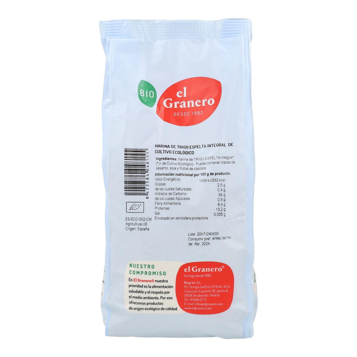 Harina de Trigo Espelta Integral Bio El Granero 1 kg