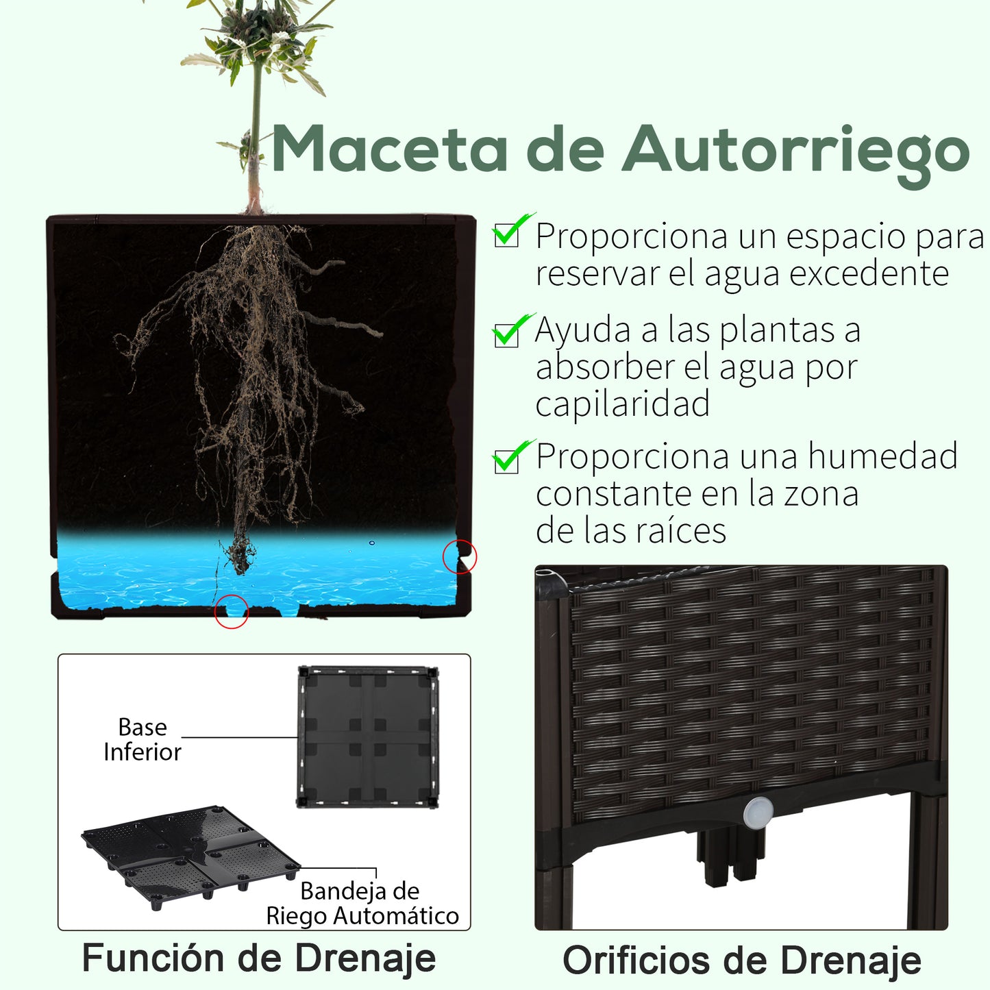 Outsunny 4 Jardineras De Exterior Combinación Libre 40x40x26/44 Cm Marrón_5