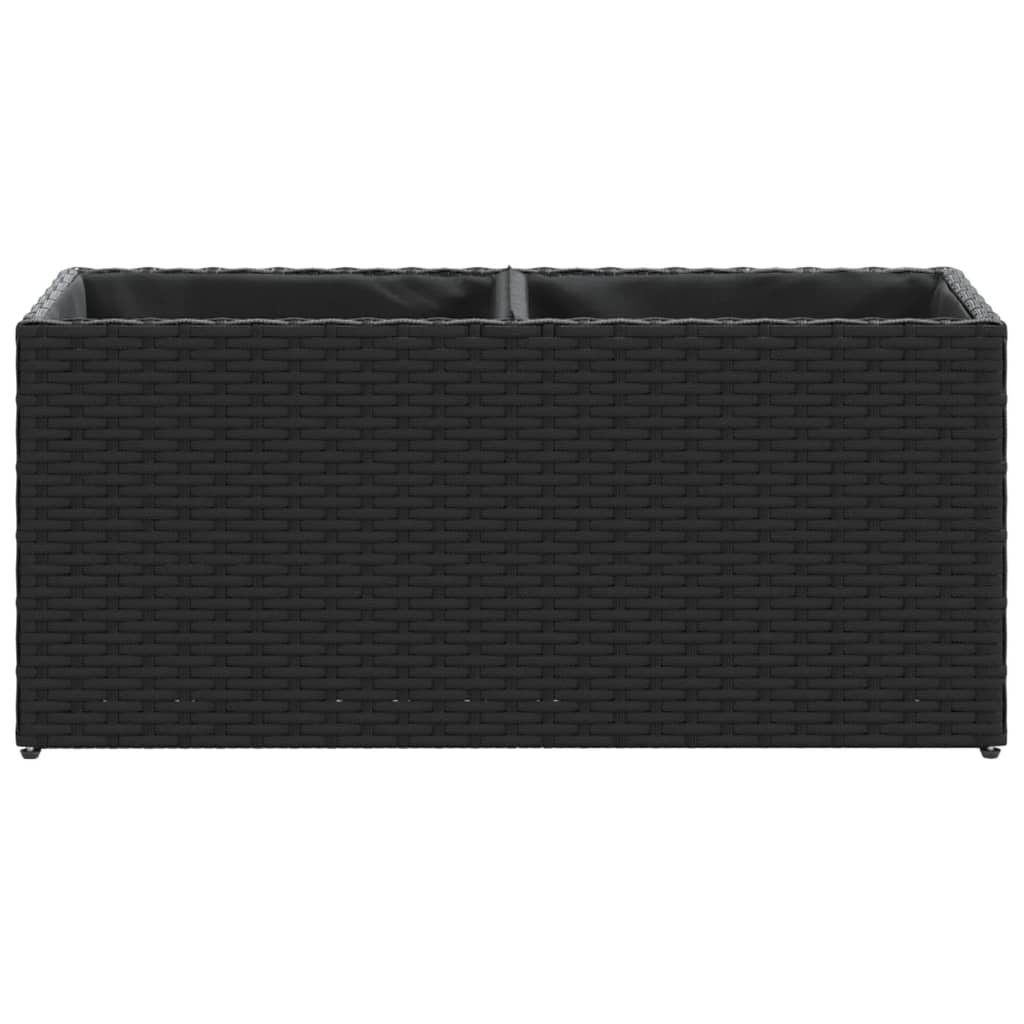 Jardineras Con 2 Maceteros 2 Uds Ratán Pe Negro 72x30x32 Cm_5