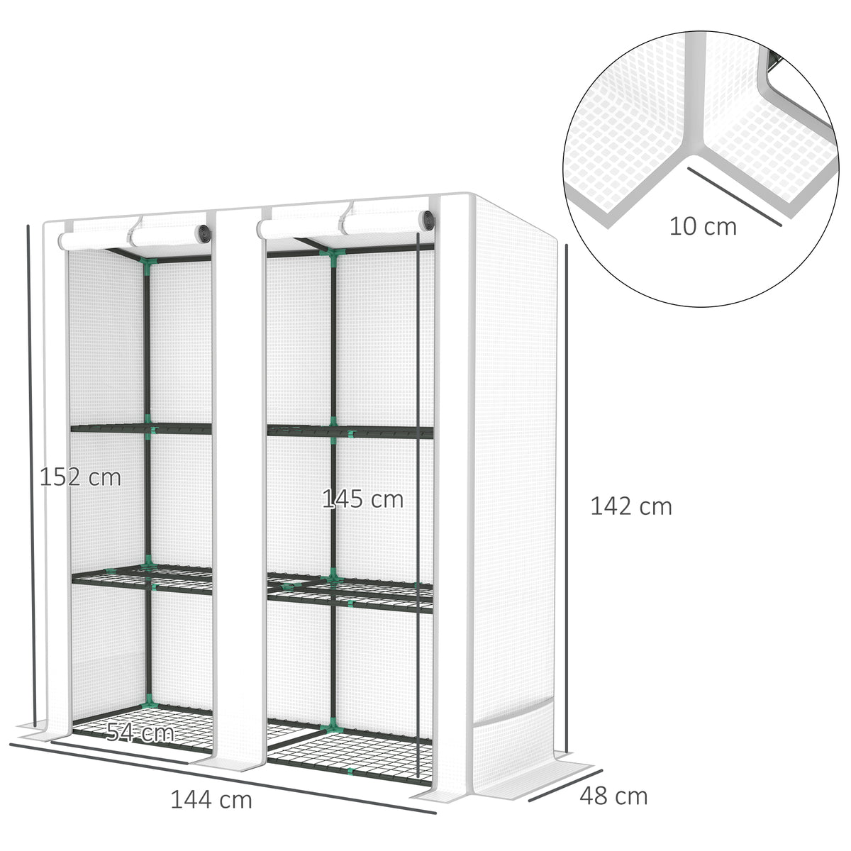 Outsunny Invernadero De Exterior Con Techo Inclinado Y 3 Estantes 144x48x152 Cm_2