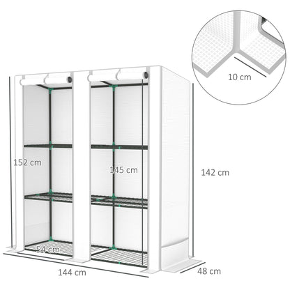 Outsunny Invernadero De Exterior Con Techo Inclinado Y 3 Estantes 144x48x152 Cm_2