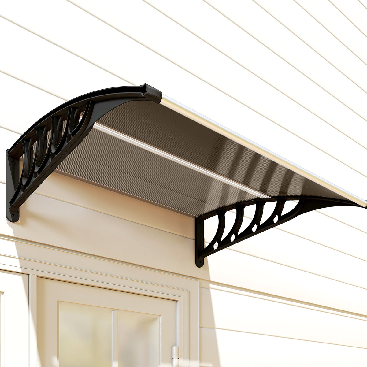 Marquesina Exterior De Policarbonato Outsunny 100x100x26 Cm Marrón_3