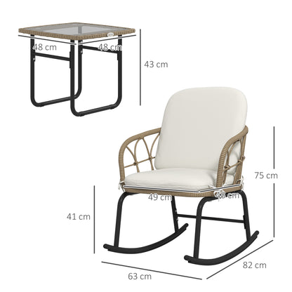 Outsunny Conjunto De Muebles De Ratán De 3 Piezas Para Jardín Crema Y Beige_2