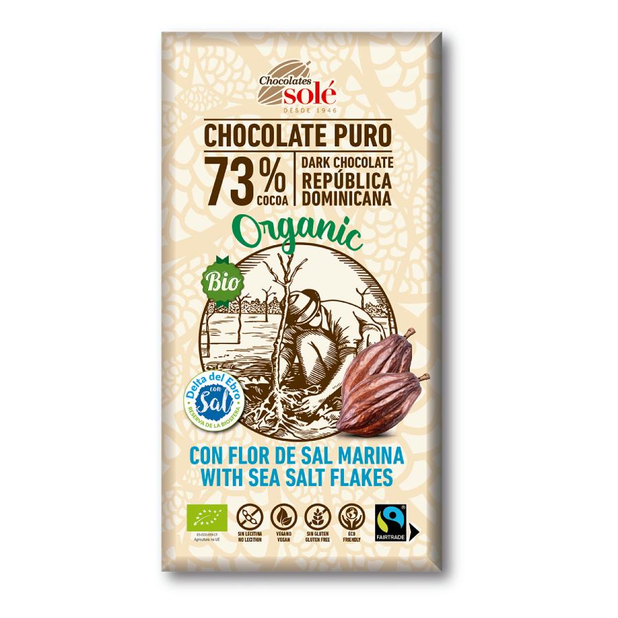 Tableta de Chocolate con Flor de Sal 73% Cacao Chocolates Solé 100g