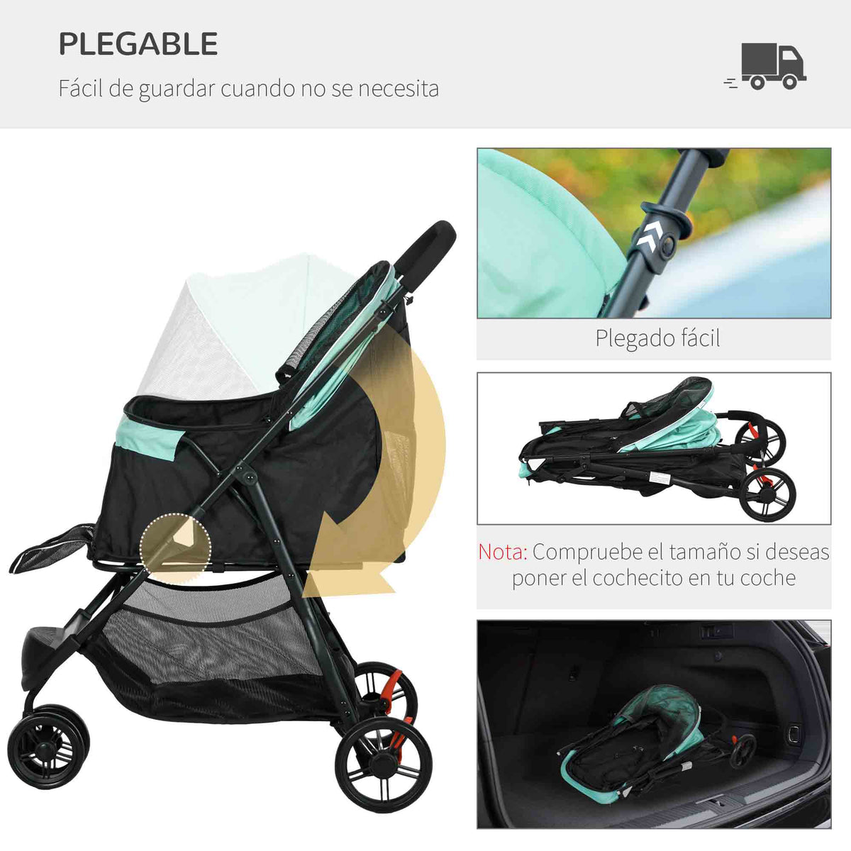 Pawhut Carrito Para Perros Plegable Con Cesta De Almacenaje 80,5x51,5x100 Cm_4