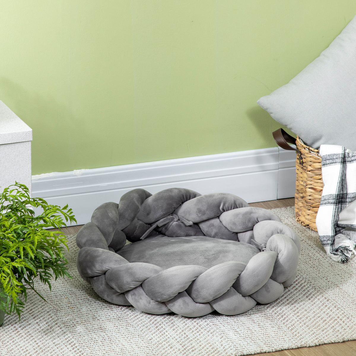 Pawhut Cama Para Perros Pequeños Con Cojín Independiente 55x55x14 Cm Gris_1