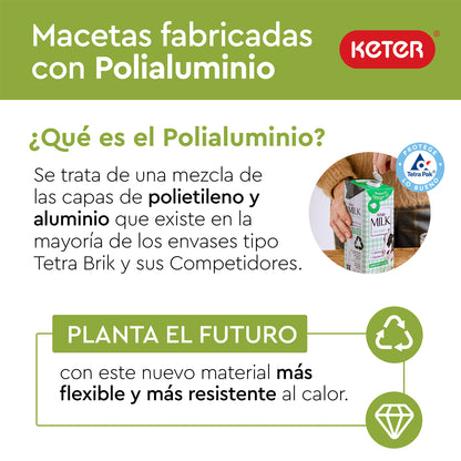 Keter Set 2x Macetero Polyal Betón Cuadrado 48 Cm Y 73,5l - Gris_1