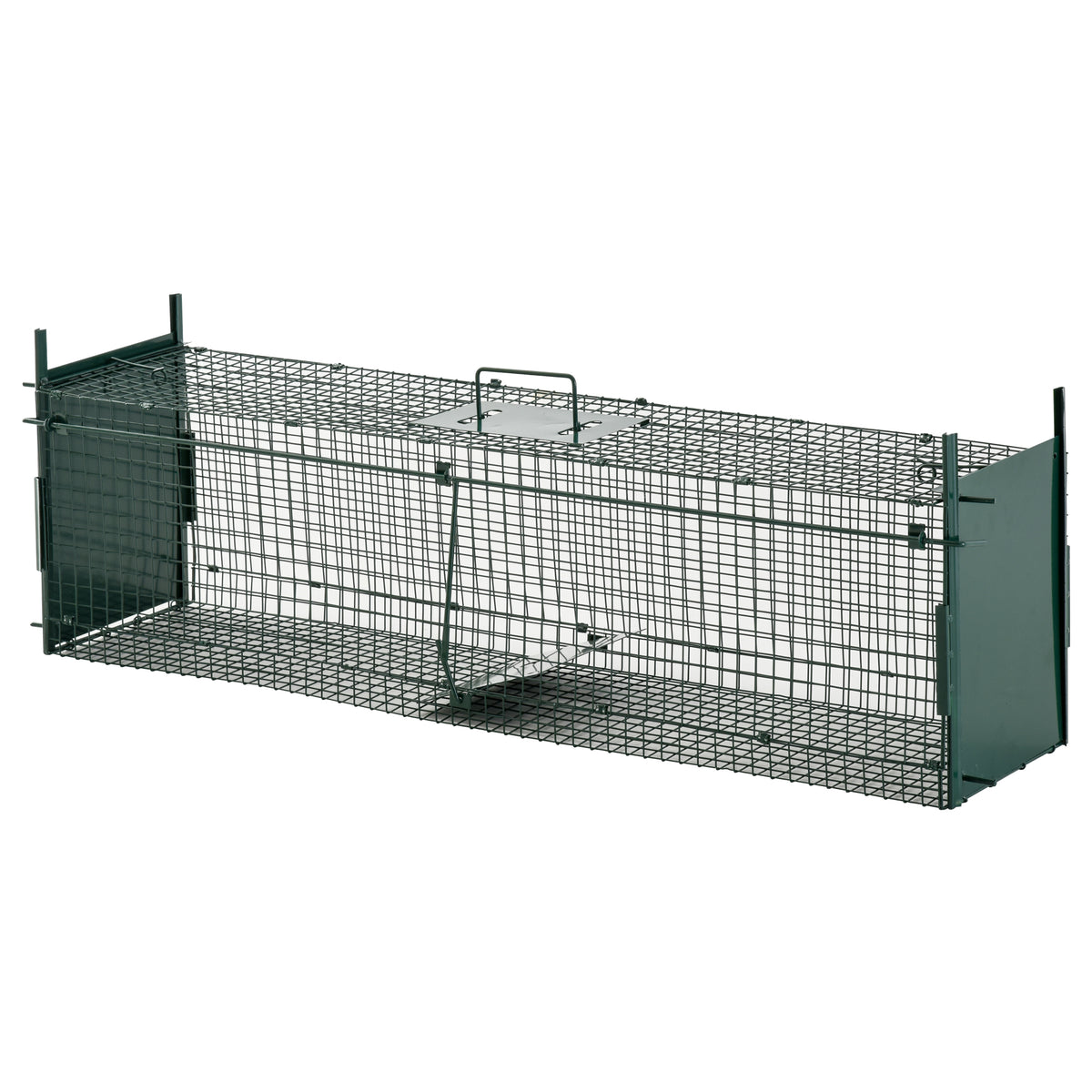 Pawhut Trampa Para Atrapar Animales Vivos Con 2 Puertas Asa 100x25x28 Cm Verde_0