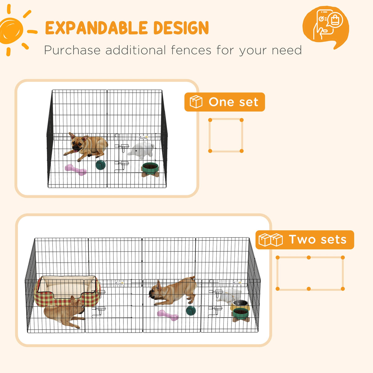 Pawhut Parque De Juegos Perros 8 Paneles 61x61 Cm Plegable De Metal Con Puerta_3