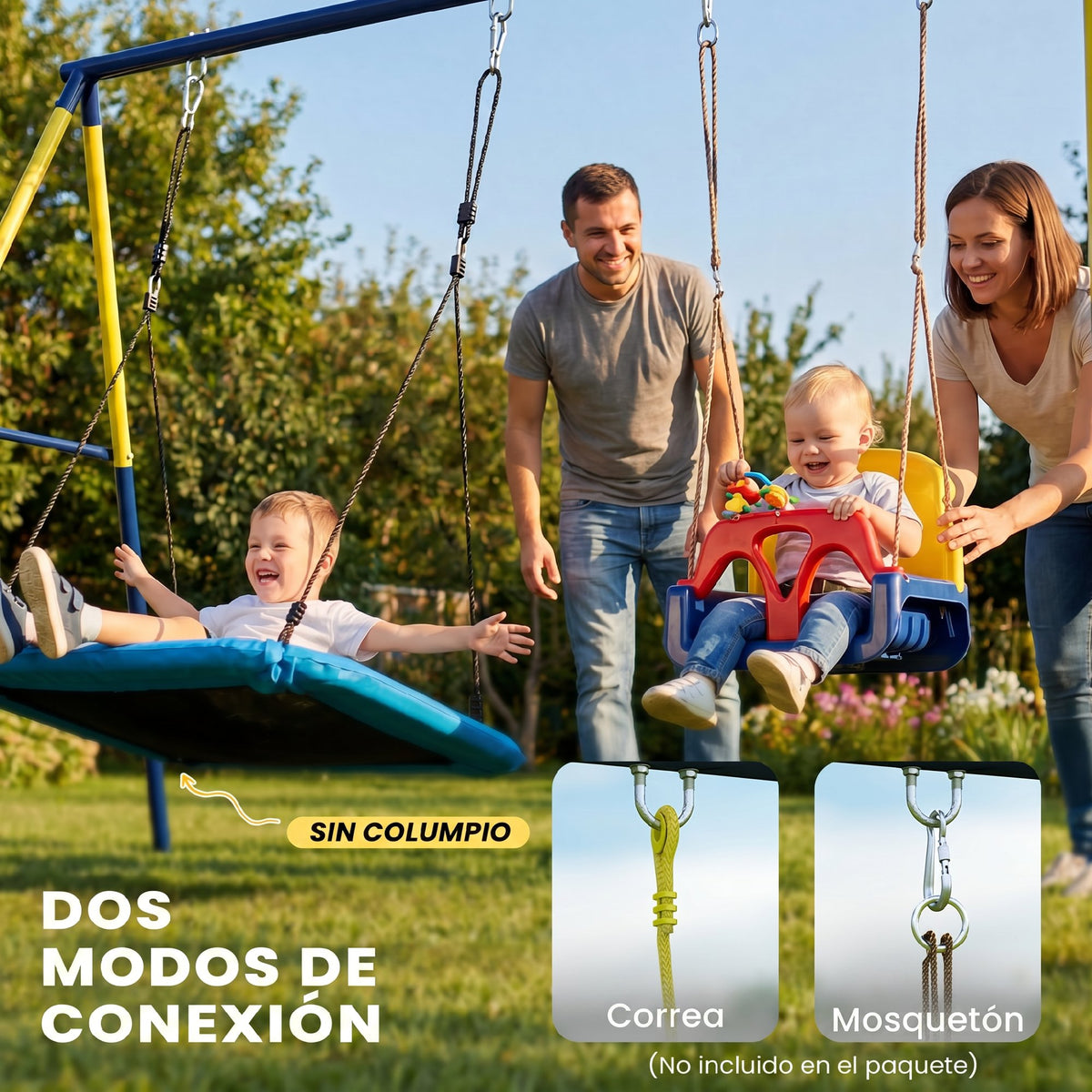 Aiyaplay Estructura De Columpio Infantil Metálica Para 2 Columpios 150 Kg Azul_5