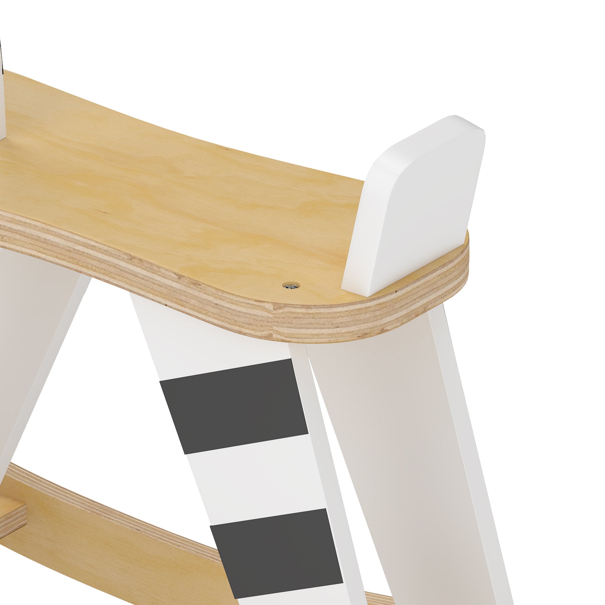 Aiyaplay Caballito Balancín Para Bebés Con Base De Madera Negro Y Blanco_4