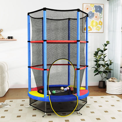 Homcom Cama Elástica Infantil Con Red De Seguridad Ø140x190 Cm Multicolor_1