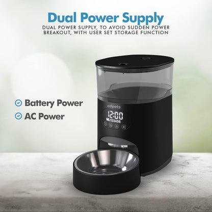 Comedero Automático Programable Para Perros Y Gatos Negro_3