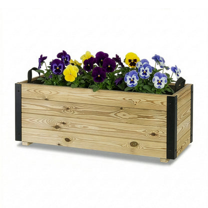 Jardinera Exterior De Madera Con Refuerzo De Aluminio Ghio Al Hortalia 100x40x40 Cm_0