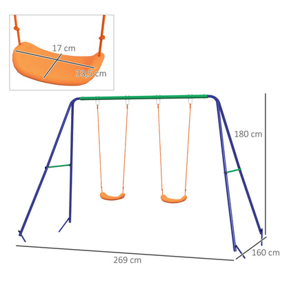 Outsunny Columpio Infantil Con 2 Sillas Y Soporte De Metal Multicolor_2