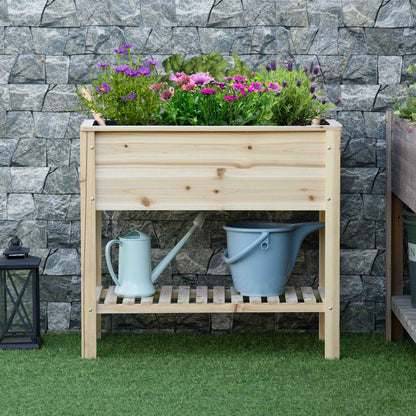 Outsunny Huerto Urbano Elevado Con Estante 90x40x81cm Mesa De Cultivo De Madera_1