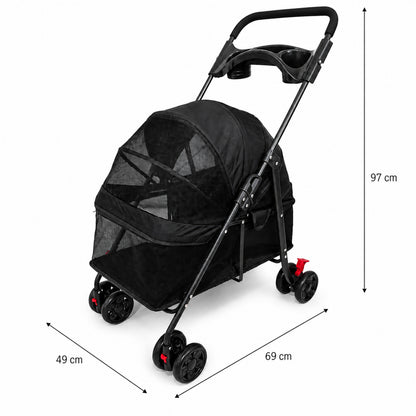 Carrito Plegable Mascotas 97x69x49cm Nyana Pets | 4 Ruedas Freno | Carro Para Perro O Gato | Transportin Para 18kg_3