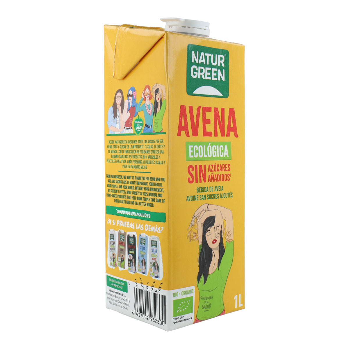 Bebida de Avena BIO sin azúcares añadidos NaturGreen 1 L