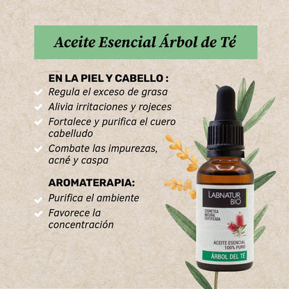 Aceite Esencial de Árbol del Té 100% Puro Labnatur Bio 30 ml | Purificante | Piel, Cabello, Uñas y Pies | Vegano_1