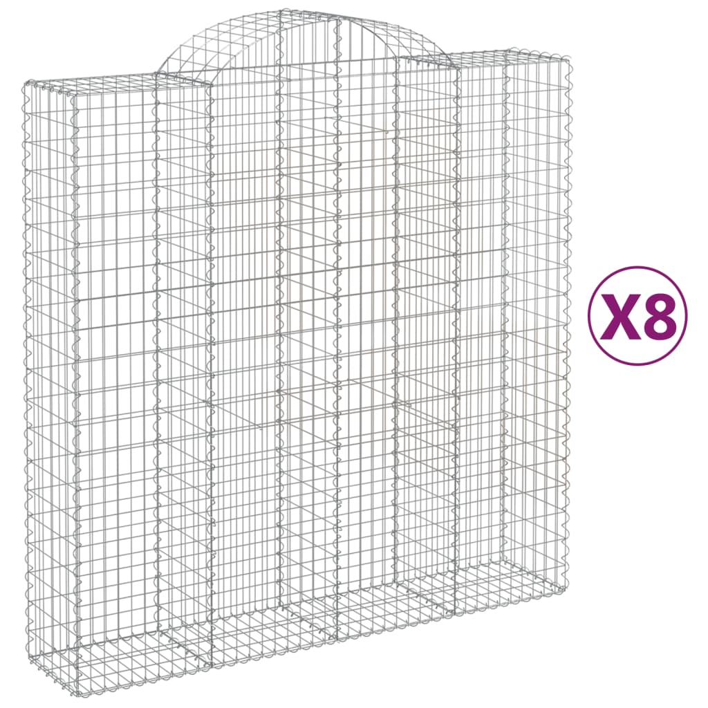 Cestas De Gaviones 8 Uds Forma De Arco Hierro 200x50x200/220 Cm_0