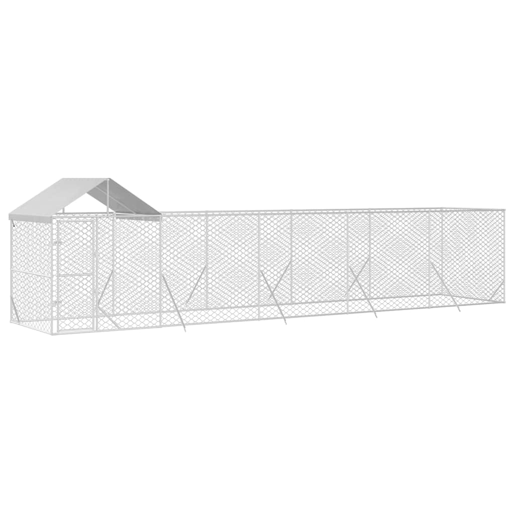 Perrera De Exterior Con Techo Acero Galvanizado Plata 10x2x2,5m_2