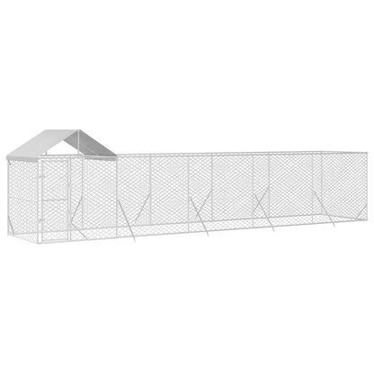Perrera De Exterior Con Techo Acero Galvanizado Plata 10x2x2,5m_2