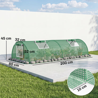 Invernadero Pequeño Outsunny Pe, Acero Verde 200x80x45 Cm_2