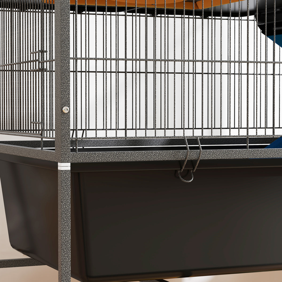 Pawhut Jaula Para Animales Pequeños De 3 Niveles 88x48x102 Cm Gris Oscuro_4