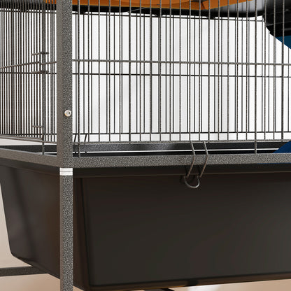Pawhut Jaula Para Animales Pequeños De 3 Niveles 88x48x102 Cm Gris Oscuro_4