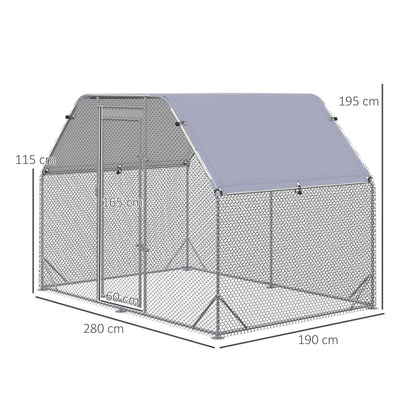 Pawhut Gallinero Exterior 2,8x1,9x1,95 M Con 1 Habitación Plata_2