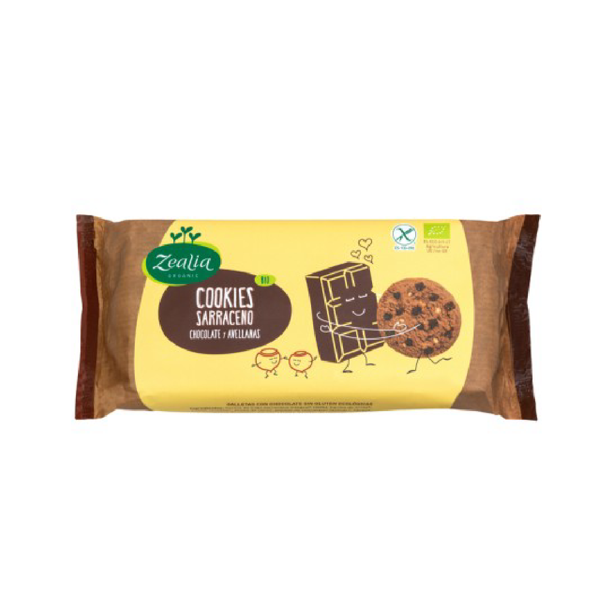 Galletas Cookies Sin gluten de Trigo Sarraceno, Chocolate y Avellanas BIO Zealia 130 g