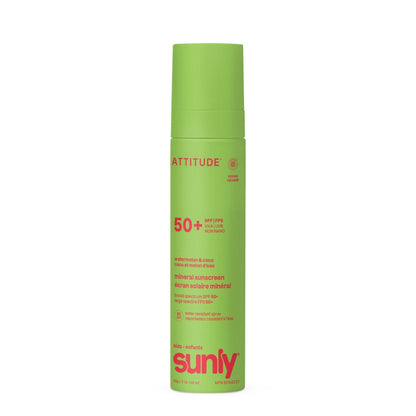 Mineral sunscreen Spray Face &amp; Body Kids SPF 50 watermelon coco Attitude Sunly 75 ml