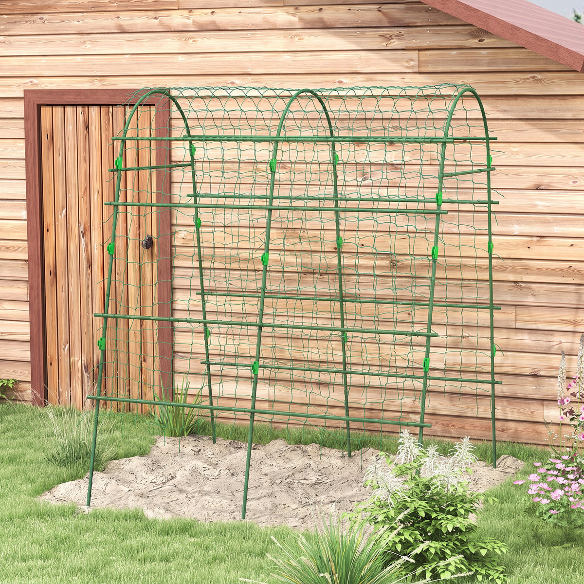 Outsunny Enrejado De Pepino 206 Cm Para Plantas Trepadoras Al Aire Libre Verde_1