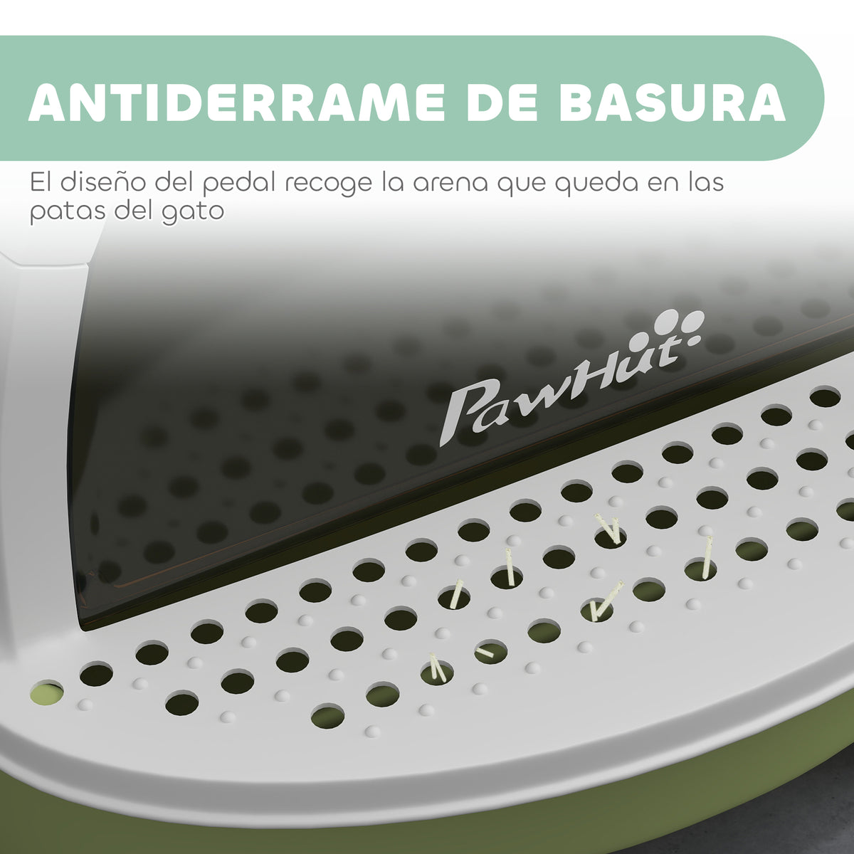 Pawhut Arenero Para Gatos Cubierto Con Bandeja Pala Y Asa Blanco Y Verde_5