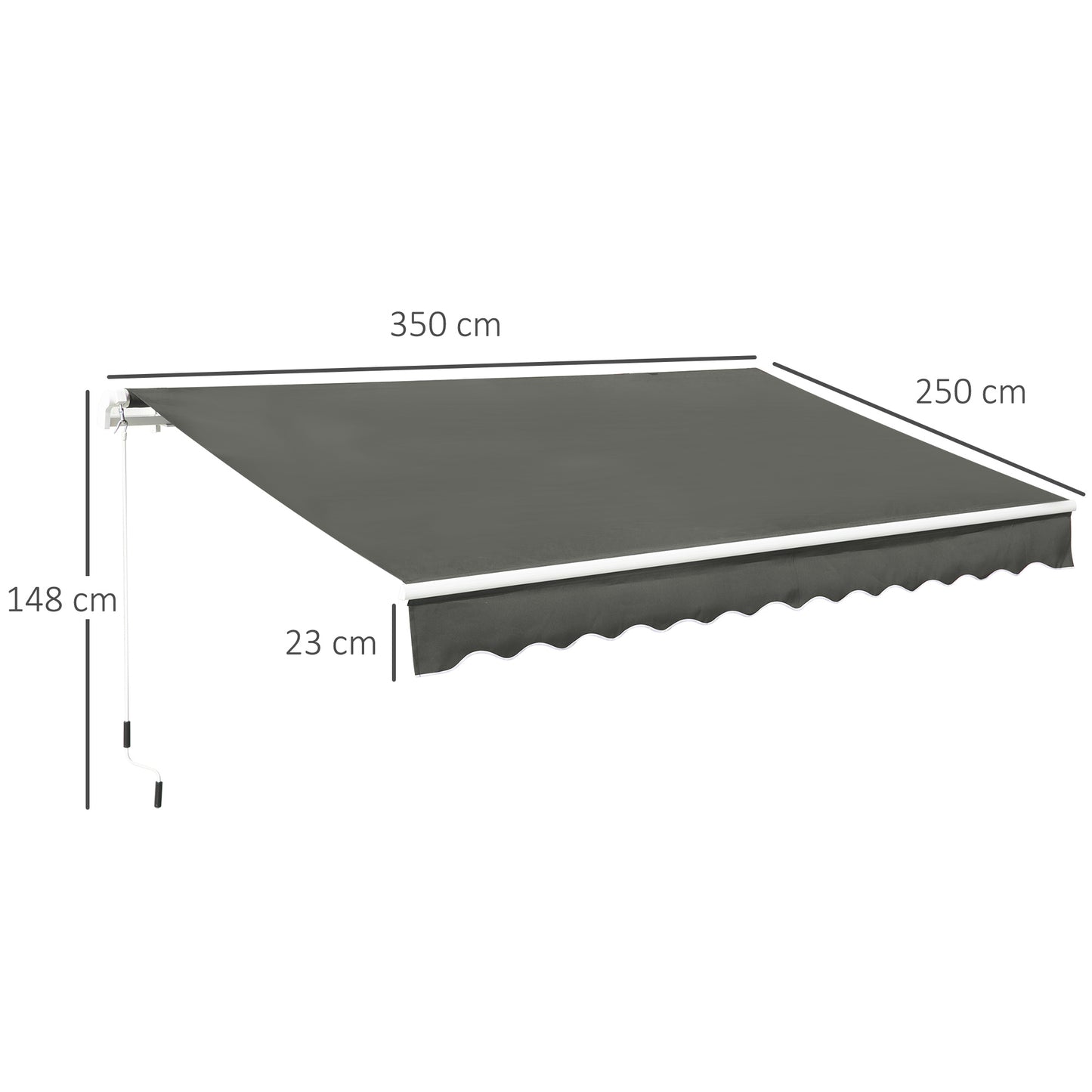 Outsunny Toldo Manual Retráctil 350x250 Cm Con Manivela De Metal Gris_2