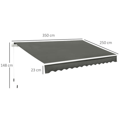 Outsunny Toldo Manual Retráctil 350x250 Cm Con Manivela De Metal Gris_2