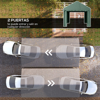 Outsunny Carpa Garaje 6x3 M Con Paredes Laterales Desmontables Verde_5