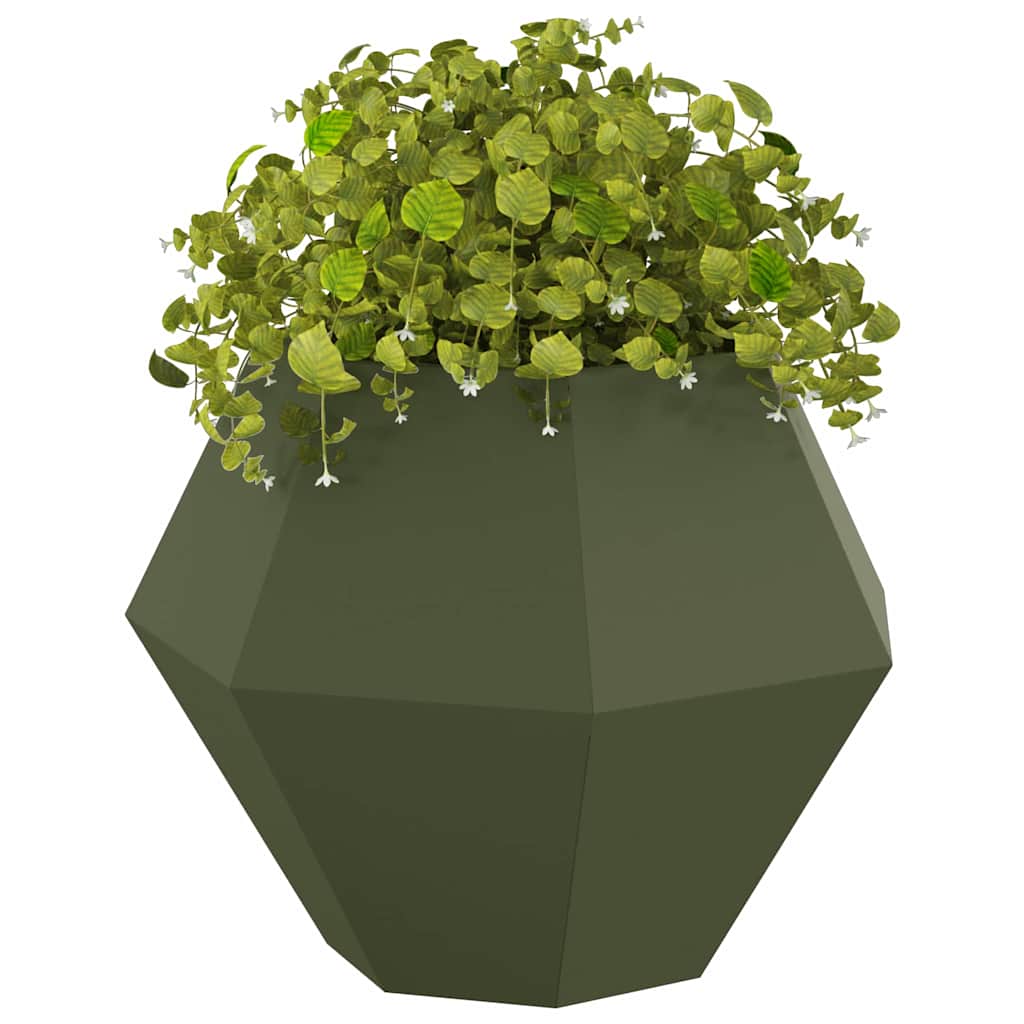 Jardinera 2 Pcs Verde Oliva 75 X 75 X 60 Cm Acero_2